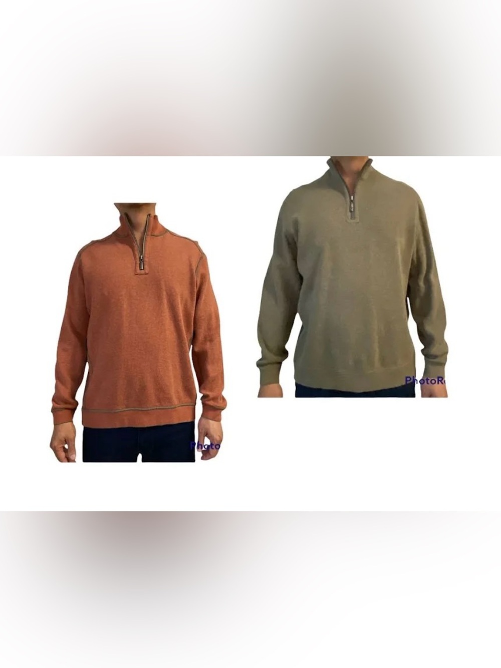 Tommy Bahama Flipshore Reversible Half Zip Sweater Big & Tall 3XL Taupe Coral